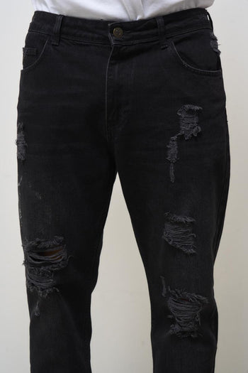 Regular men's jeans in black denim - 7