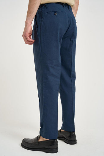 Pantalone uomo in lino blu - 3