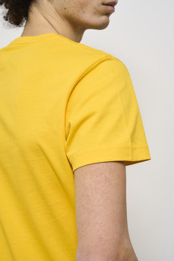 Yellow crew neck men's t-shirt with logo - 5