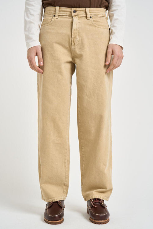 Jeans uomo wide leg in denim beige