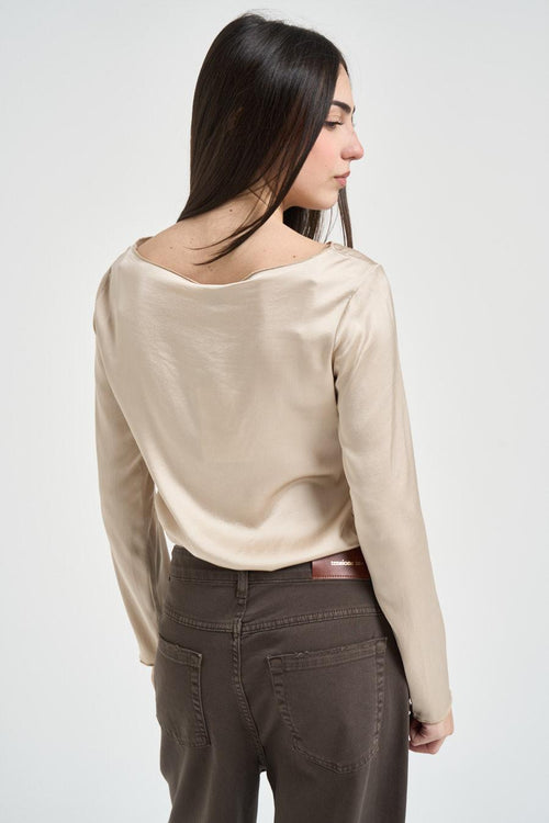 Blusa donna satinata beige - 2