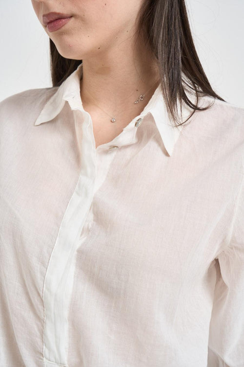 Camicia donna in cotone con fiocco latte - 2