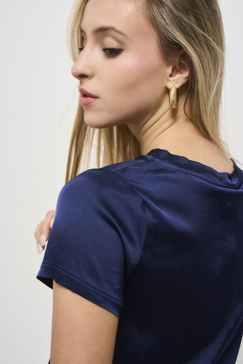 T-shirt donna satinata blu - 4