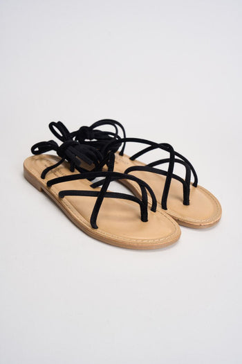 Sandali donna infradito in suede nero - 3
