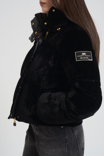 Giubbotto donna corto in velluto nero - 4