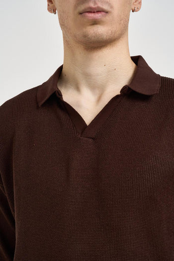 Polo uomo in maglia marrone - 3