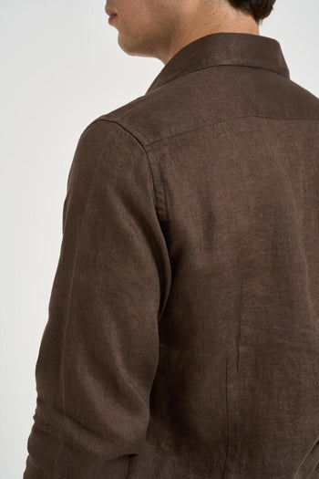 Camicia uomo marrone in lino - 6