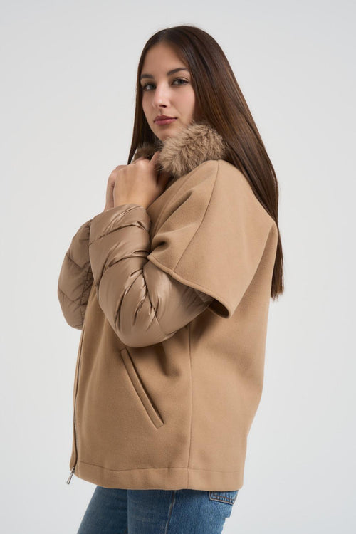 Piumino donna con cappa cammello - 2