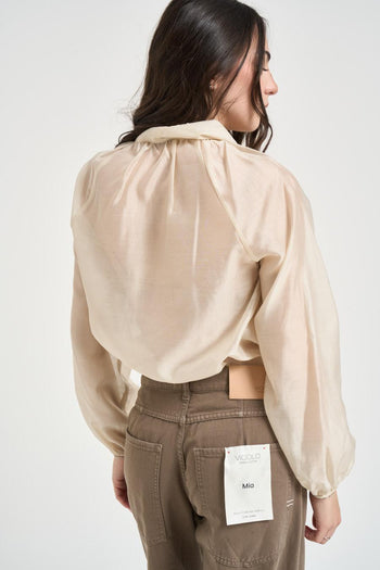 Blusa donna con fiocco burro - 3
