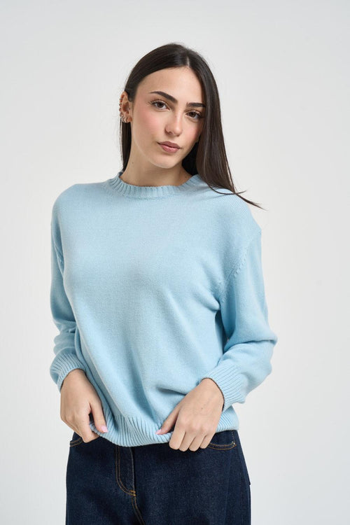 Maglia donna girocollo azzurro