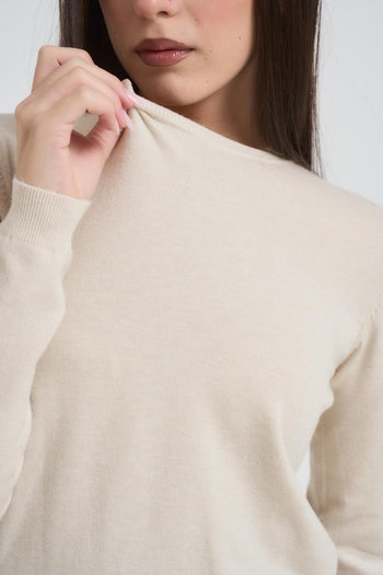 Maglia donna girocollo panna - 3