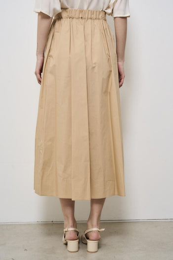 Women's beige poplin midi skirt - 5