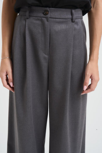 Pantalone ampio donna con pence grigio - 5
