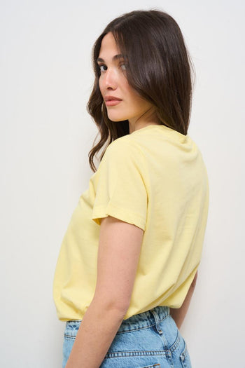 T-shirt donna girocollo gialla - 4