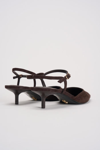 Slingback donna in suede marrone - 7