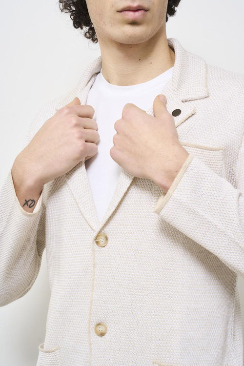 Giacca uomo in maglia panna - 2