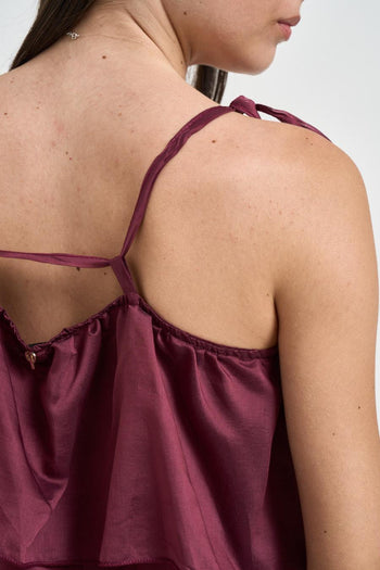 Abito donna a balze bordeaux - 5