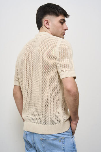 Polo uomo traforata beige - 4
