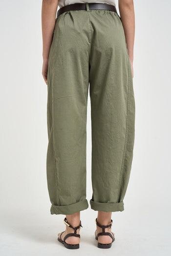 Pantalone donna carrot fit verde militare - 3
