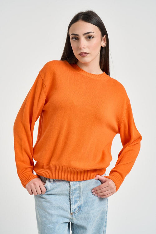 Maglia donna girocollo arancione