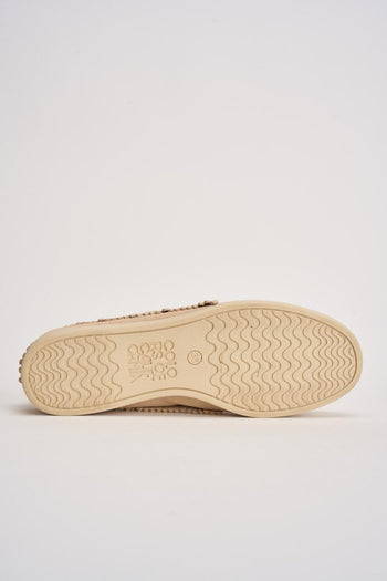 Mocassino donna in suede beige con frange - 8