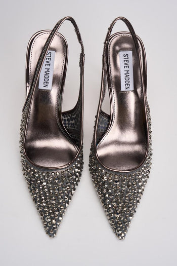 Scarpa donna con tacco strass argento - 6