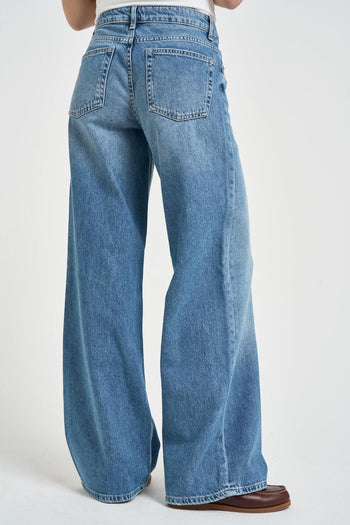 Jeans donna wide leg in denim medio - 4