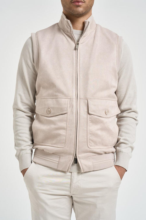 Gilet uomo in suede beige - 2