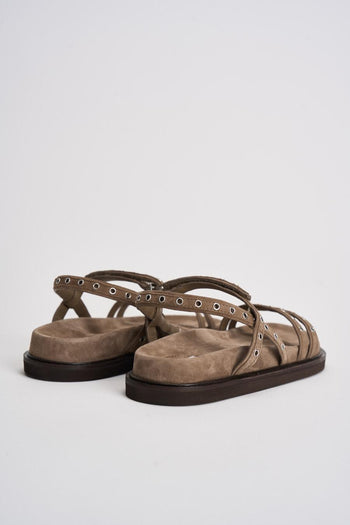 Sandalo donna in suede tortora - 6