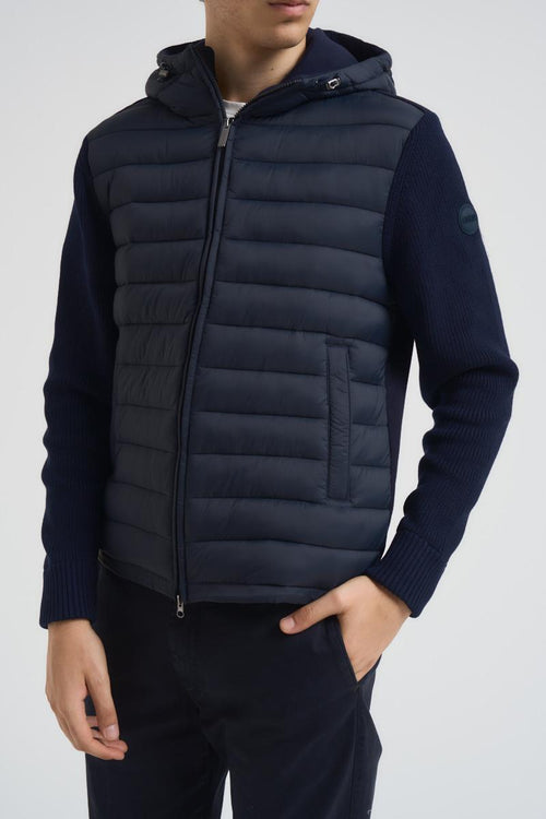 Piumino uomo con manica in maglia blu notte
