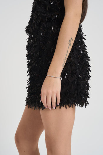 Minigonna donna con paillettes nera - 3