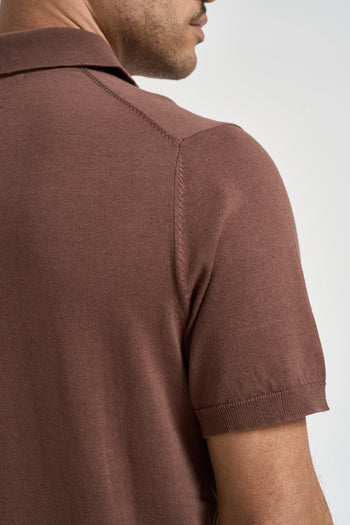 Polo uomo in maglia marrone - 4