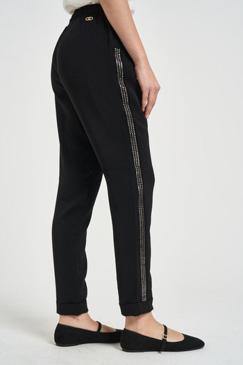 Pantalone donna tuta nero con strass - 5