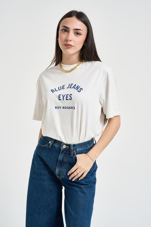 T-shirt donna con stampa bianca