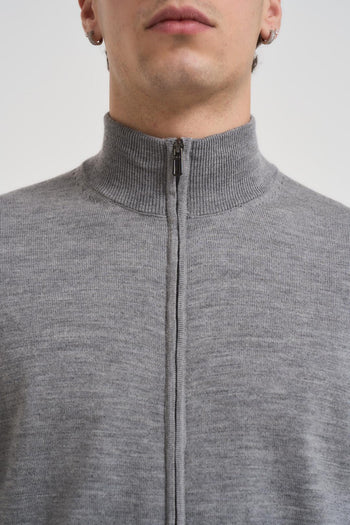 Maglia uomo con zip grigio - 4
