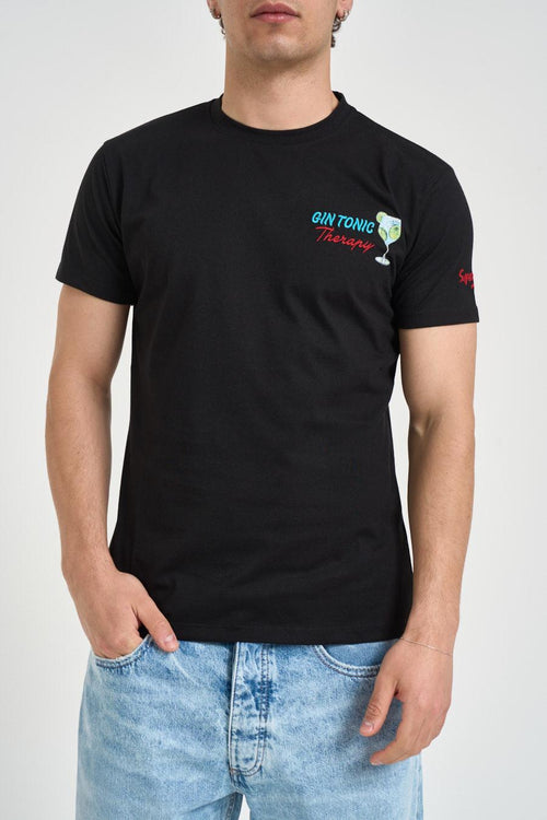 T-shirt uomo con ricamo nera