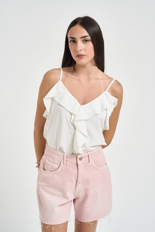 Top donna a balze bianco - 2