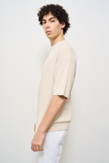 T-shirt uomo girocollo crema - 4
