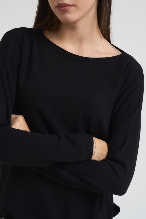 Maglia donna scollo a barca nero - 2