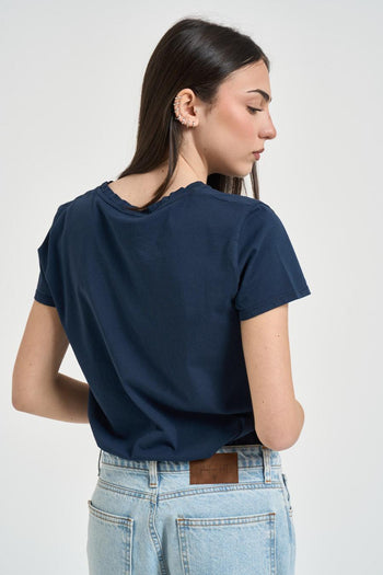 T-shirt donna girocollo blu - 3