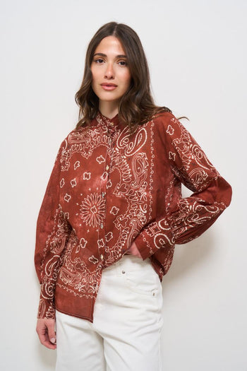 Camicia donna bandana rosso mattone - 3