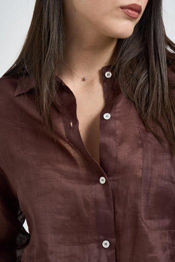Camicia donna semitrasparente marrone - 3