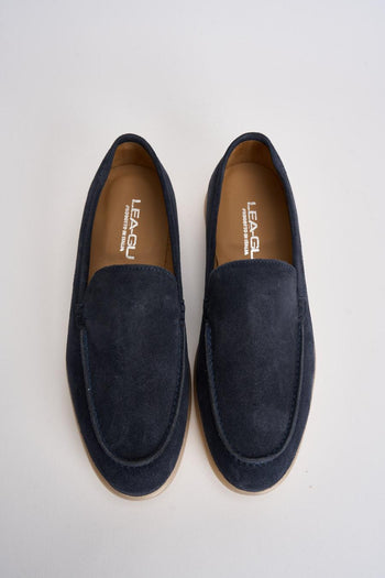 Mocassino uomo in suede blu navy - 5
