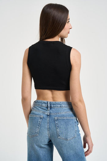 Top donna a costine nero - 3