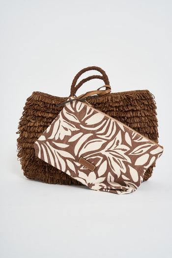 Borsa donna in rafia marrone - 5
