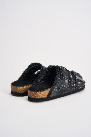 Sandali donna in denim nero con borchie - 6