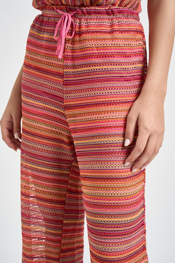 Pantalone donna a righe multicolor - 3