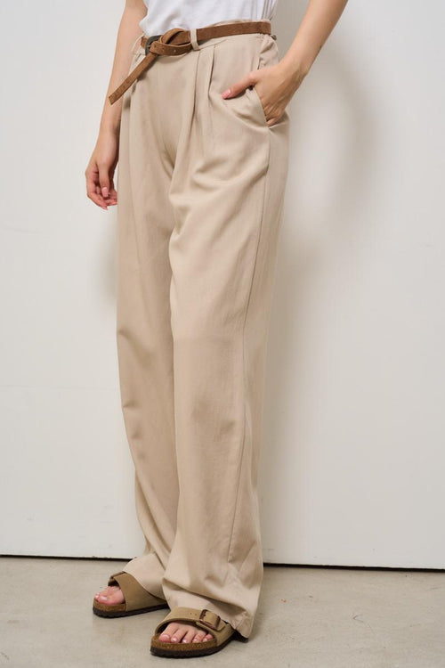 Pantalone donna a palazzo beige - 2
