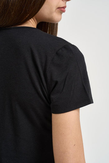 T-shirt donna girocollo nera - 5