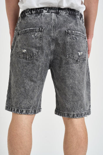 Bermuda uomo in denim nero - 3